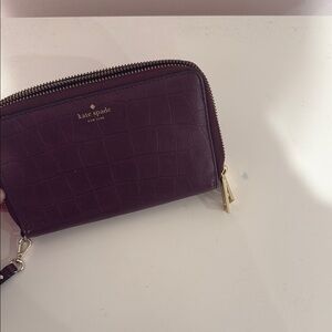 Kate Spade Maroom Wallet/Wristlet, crocodile leather, fits phone